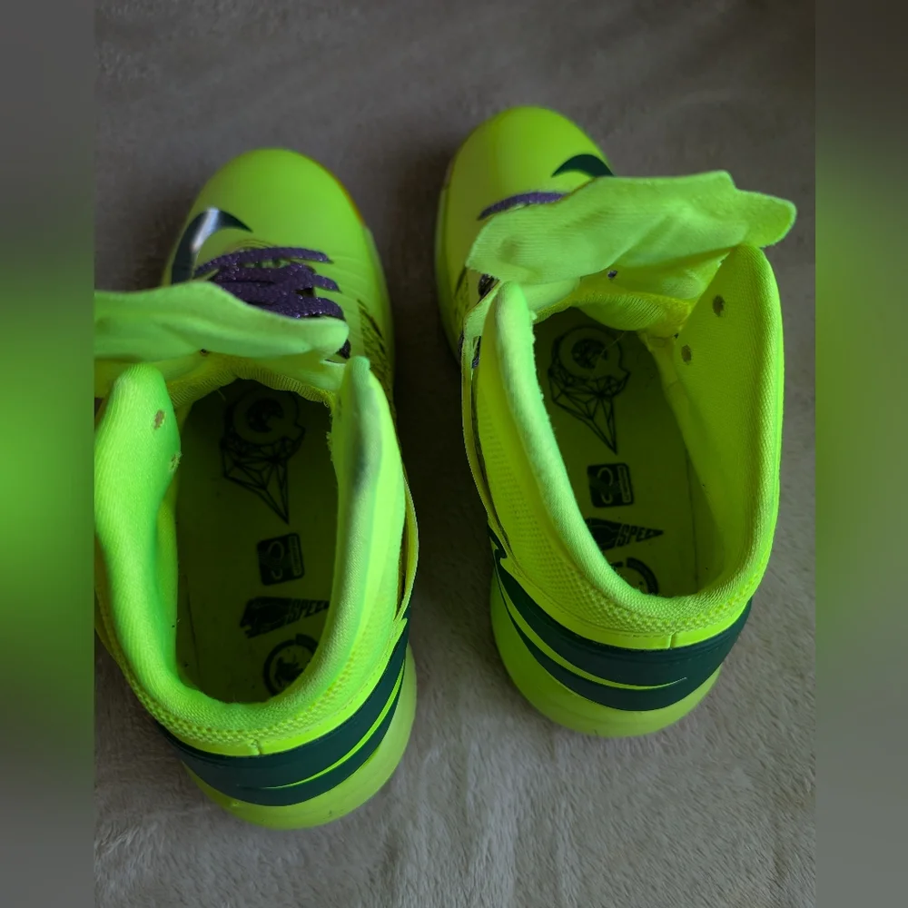 Nike Hyperdunk Neon Green Basketball Shoes with Purple Laces
